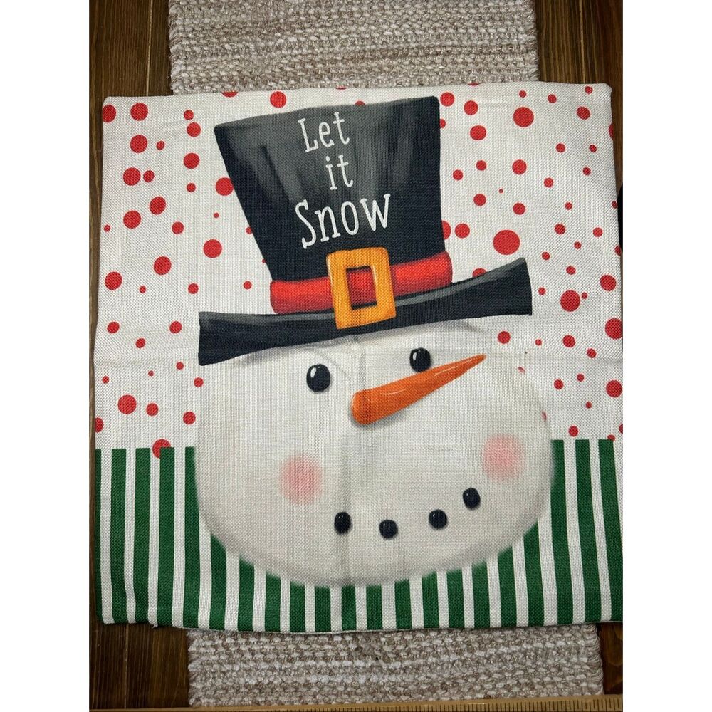 Christmas Snowman throw pillow case cover 17 x 17 New